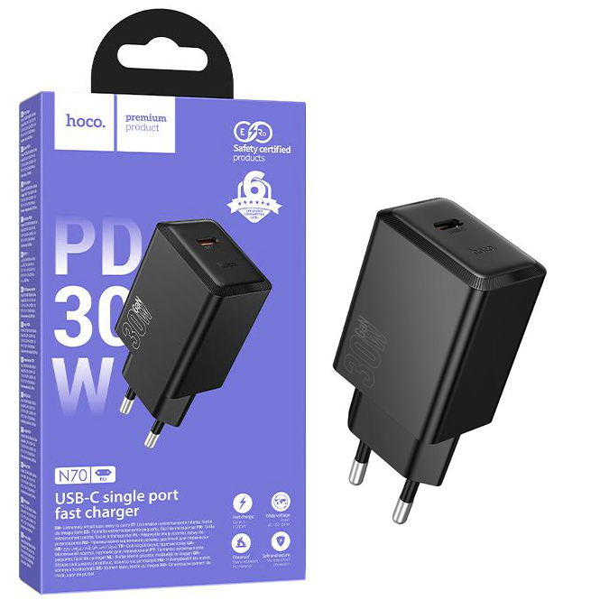СЗУ блок Hoco N70 Nuevo single port PD30W charger (Black) (13)