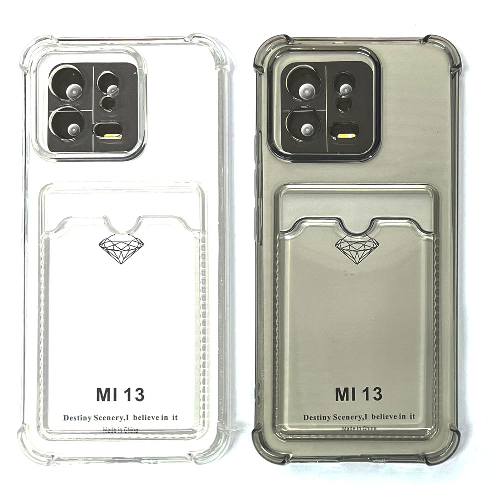 Силиконовый чехол для Xiaomi Mi 13 прозрачный с визитницей (от 5шт цена 10р)