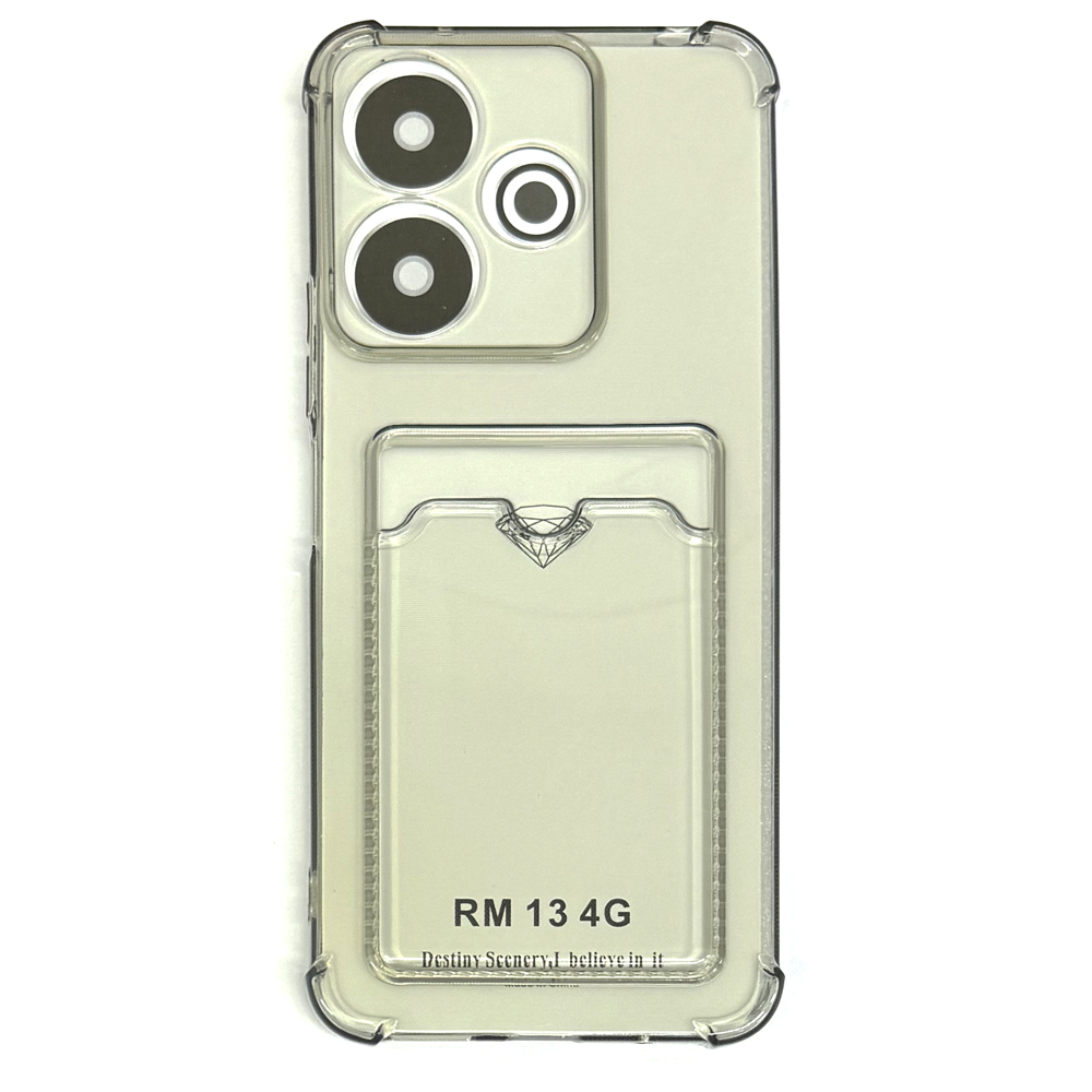 Силиконовый чехол для Xiaomi Redmi 13 прозрачный с визитницей (от 5шт цена 10р)