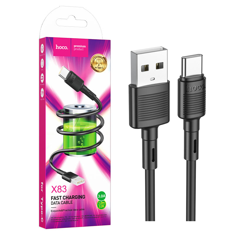 Кабель Hoco X83 (USB toType-C) Victory charging (Black) (33)