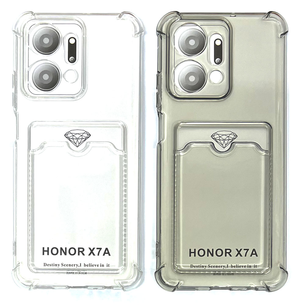 Силиконовый чехол для Honor X7A прозрачный с визитницей (от 5шт цена 10р)