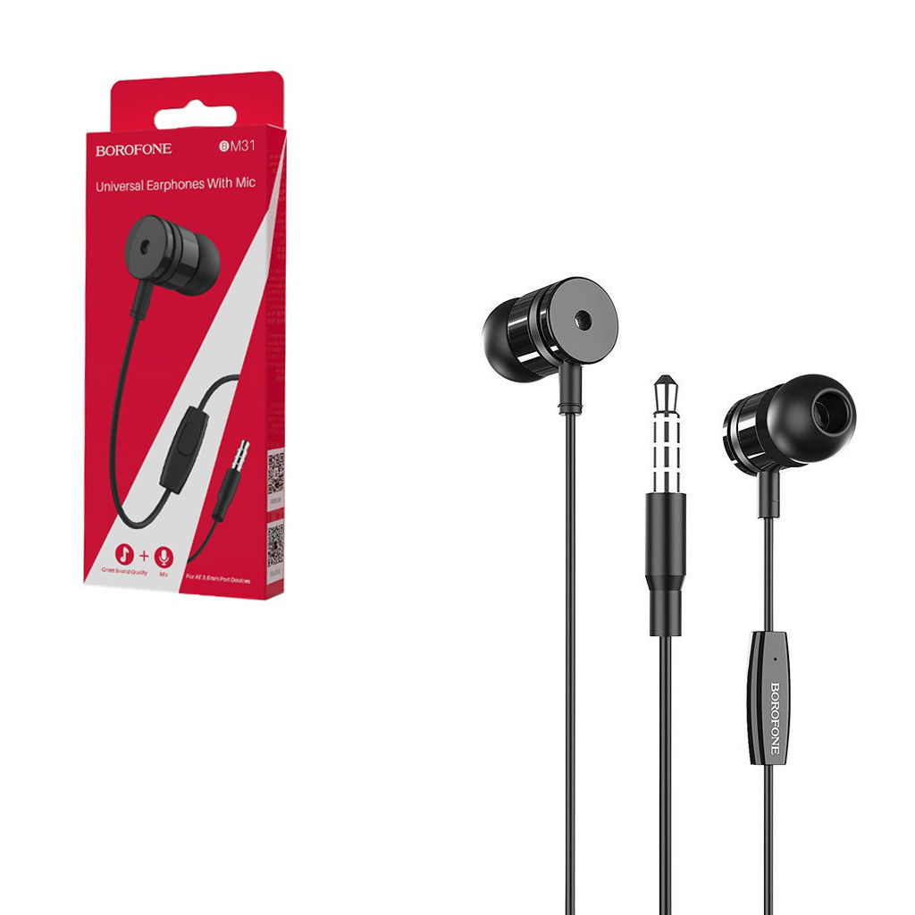 Наушники Borofone BM31 Mysterious universal earphones with mic (Black)