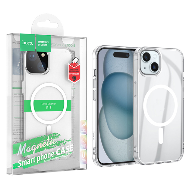 Силиконовый чехол Hoco для iPhone 15 Magnetic series airbag anti-fall protective (Transparent)