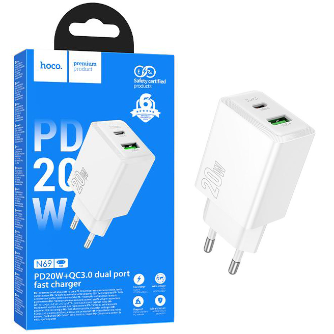СЗУ блок Hoco N69 Nuevo PD20W+QC3.0 charger (White) (13)