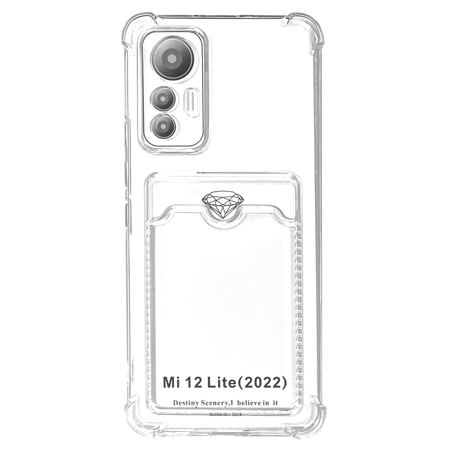 Силиконовый чехол для Xiaomi Mi 12 Lite прозрачный с визитницей (от 5шт цена 10р)