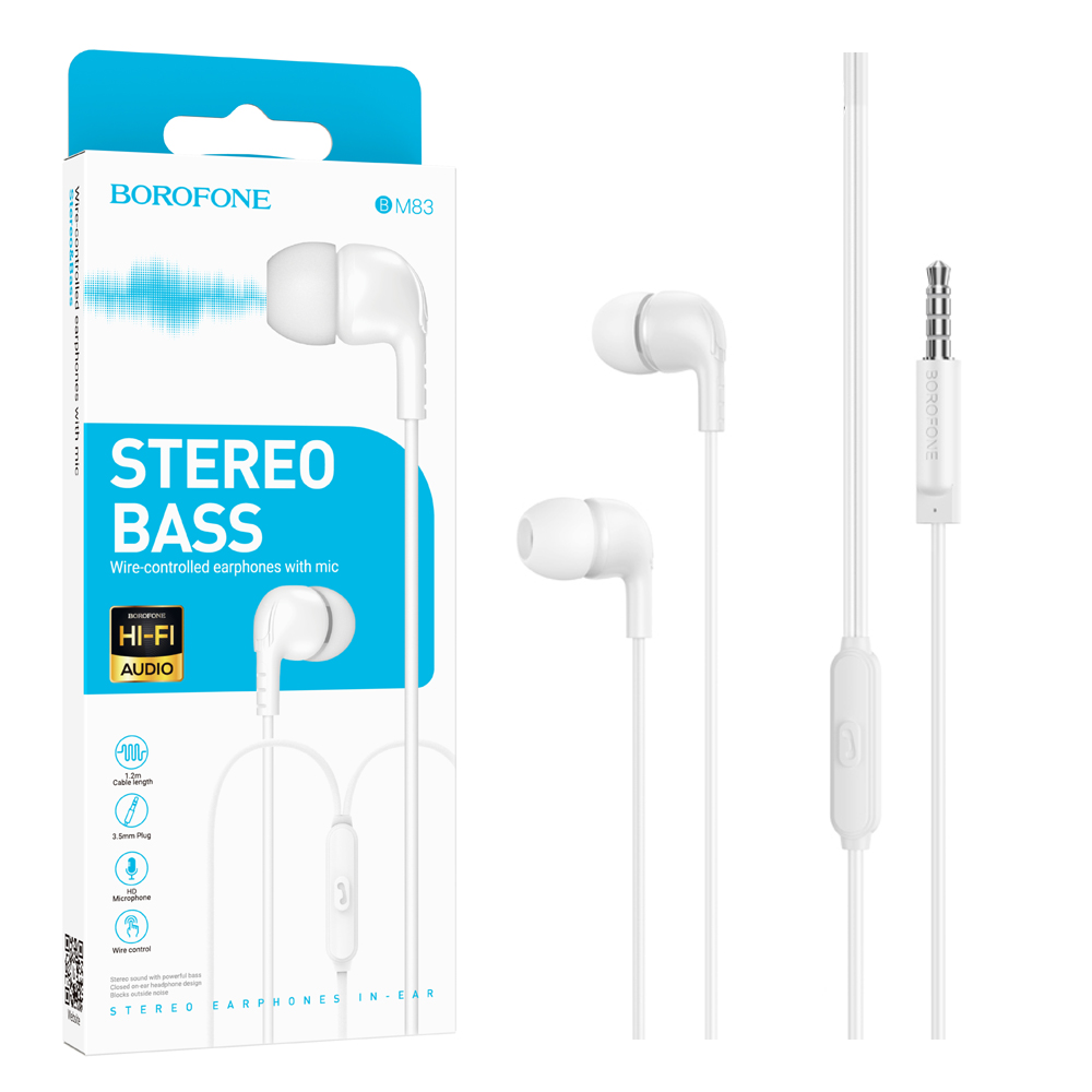 Наушники Borofone BM83 Craft universal earphones with mic (White) (30)