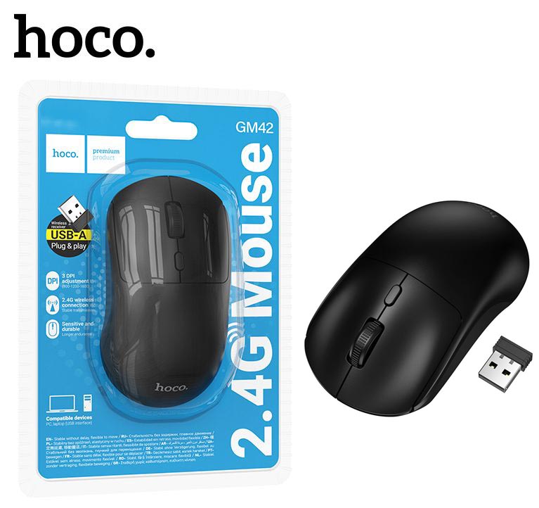 Мышь Hoco GM42 беспроводная Platino 2.4G wireless mouse (Black) (15)
