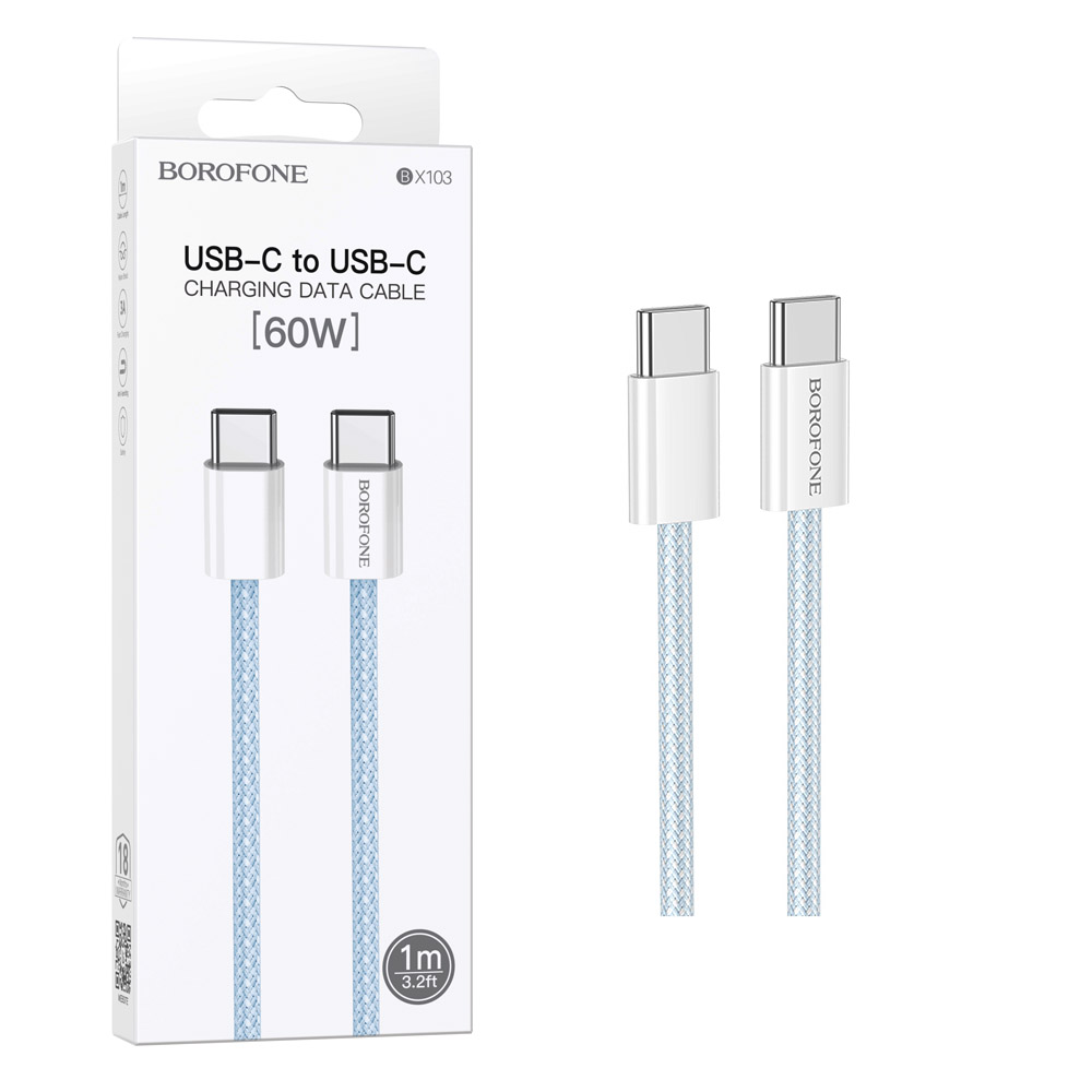 Кабель Borofone BX103 (Type-C to Type-C) Original 60W charging (Blue)