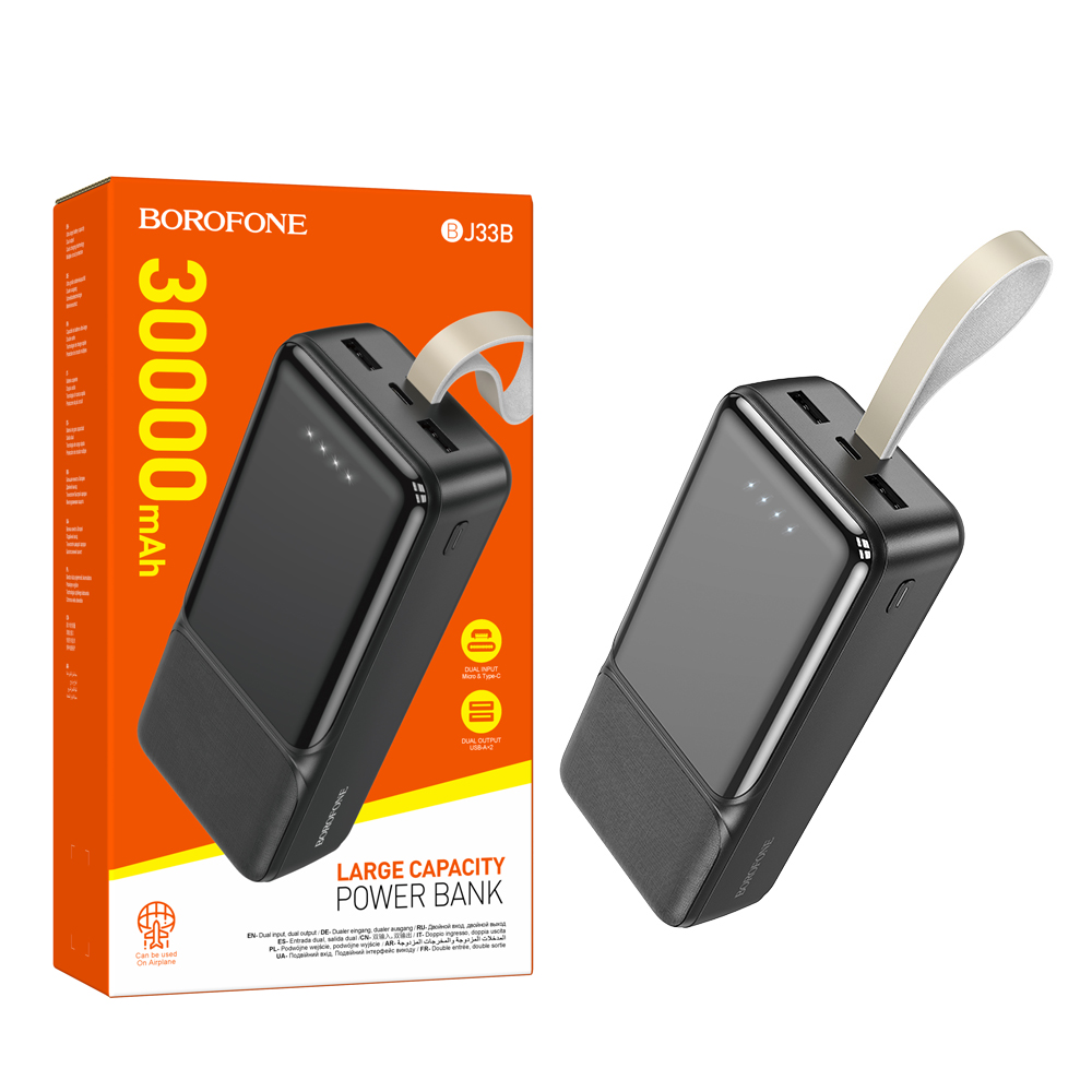 Аккумулятор (АКБ) Power Bank Borofone BJ33B (30000 mAh) Creed (Black)