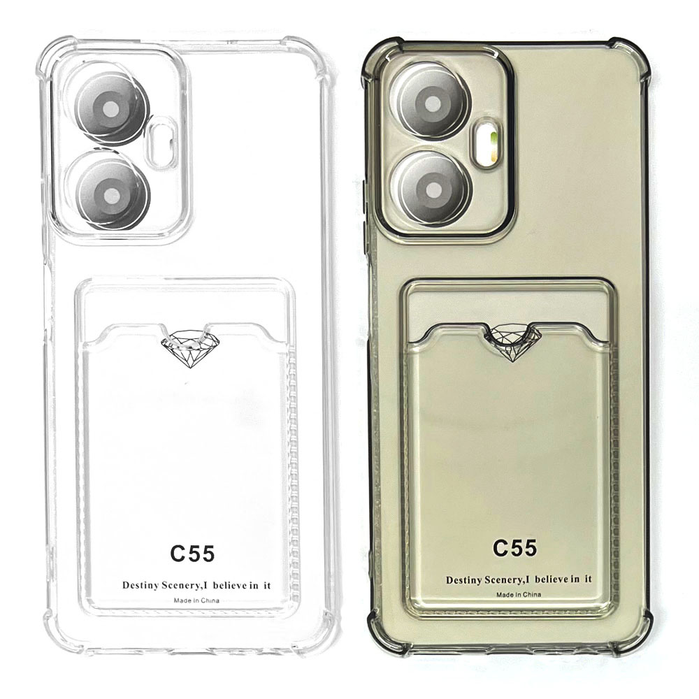Силиконовый чехол для Realme C55 прозрачный с визитницей (от 5шт цена 10р)