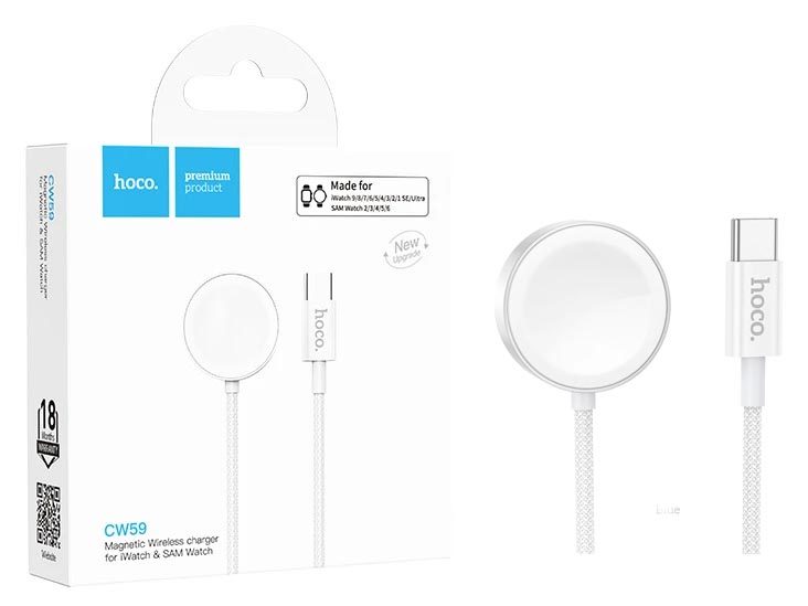 Кабель Hoco CW59 Type-C to Apple Watch ＆Samsung Watch wireless charger (White) (28)