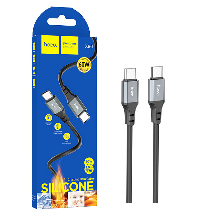 Кабель Hoco X86 (Type-C to Type-C) Strength 60W charging (Black) (36)