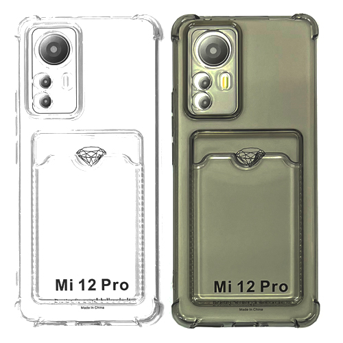 Силиконовый чехол для Xiaomi Mi 12 Pro прозрачный с визитницей (от 5шт цена 10р)