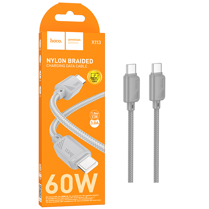 Кабель Hoco X113 (Type-C to Type-C) Beneficio 60W charging (Gray) (31)