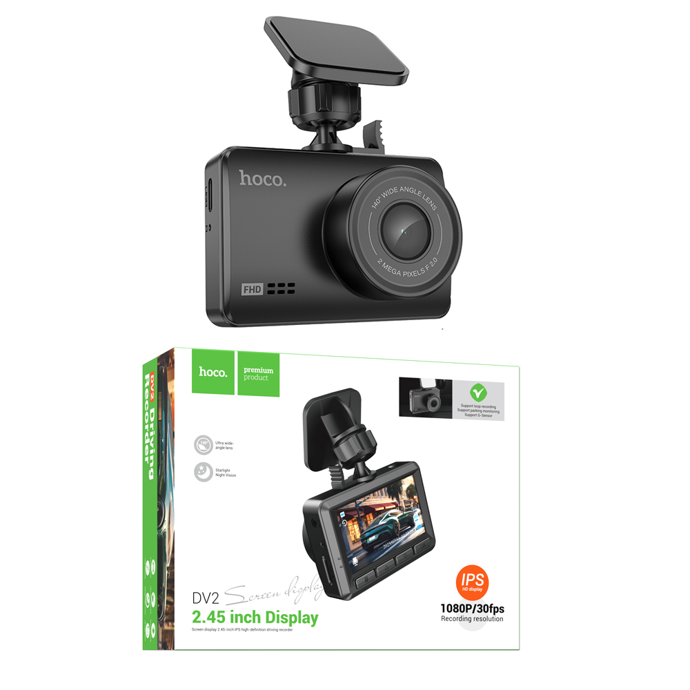 Автомобильный видеорегистратор HOCO DV2 Driving recorder with display (Black) (20)