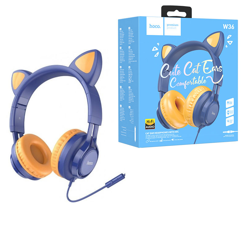 Наушники Hoco W36 Cat ear (Midnight Blue)