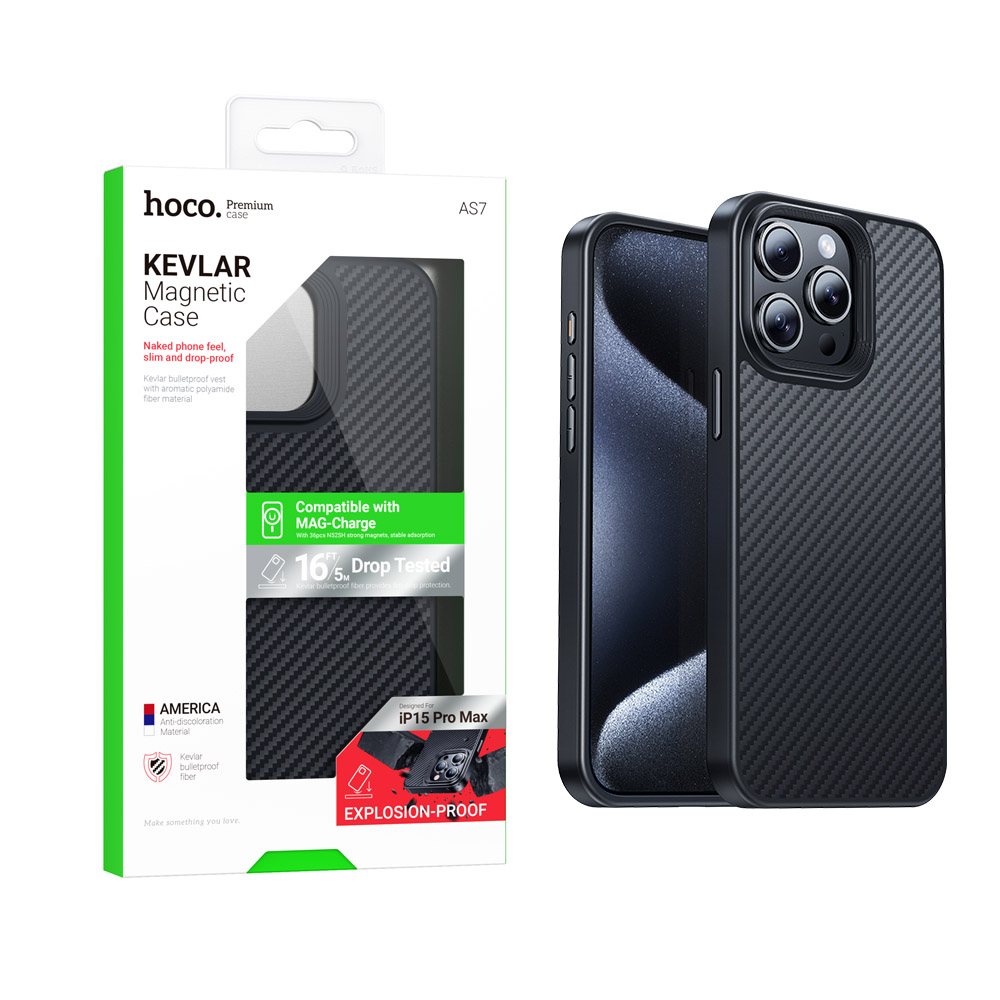 Задняя накладка Hoco для iPhone 15 Pro Knight magnetic protective (AS7) Black