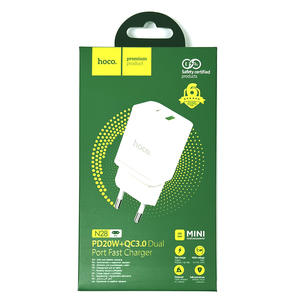 СЗУ блок Hoco N28 Founder PD20W+QC3.0 charger (White) (13)