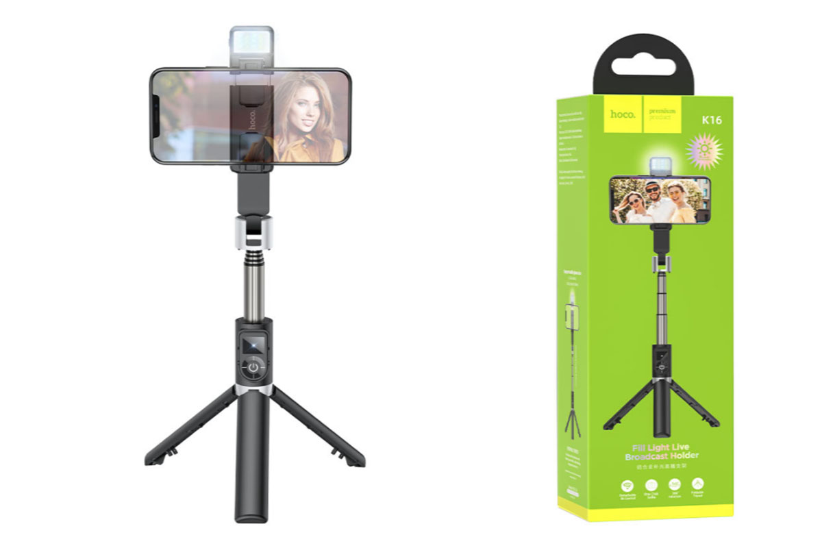 Штатив Hoco K16 aluminum alloy fill light live broadcast holder (Black)