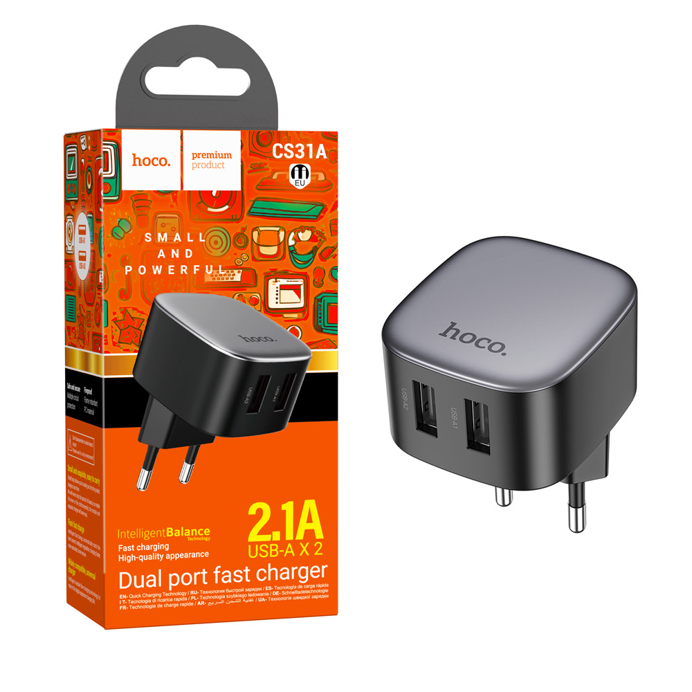 СЗУ блок Hoco CS31A Wing dual-port charger (Black)
