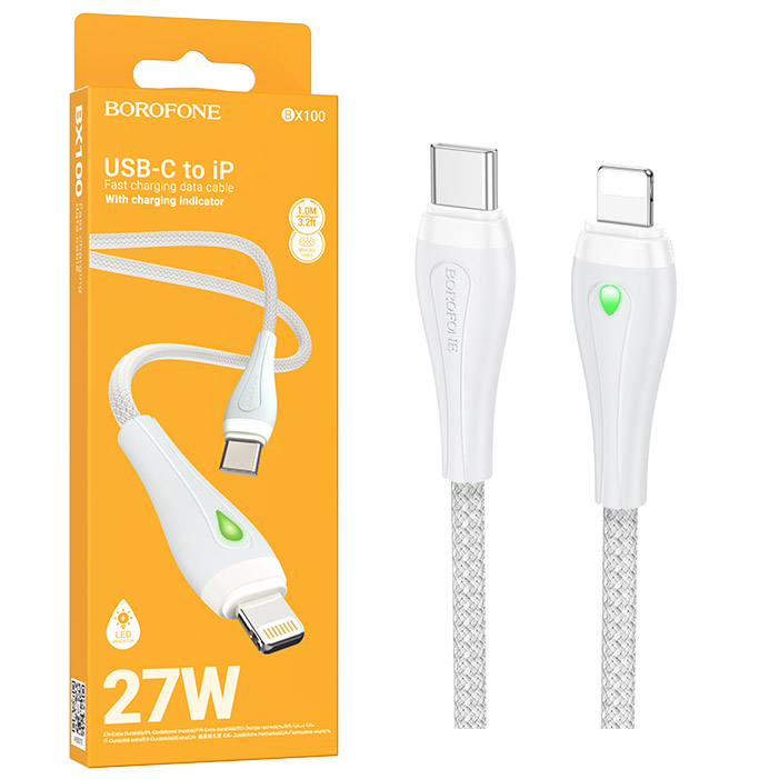 Кабель Borofone BX100 (PD Type-C to Lightning) Advantage PD27W charging (Gray) (360)