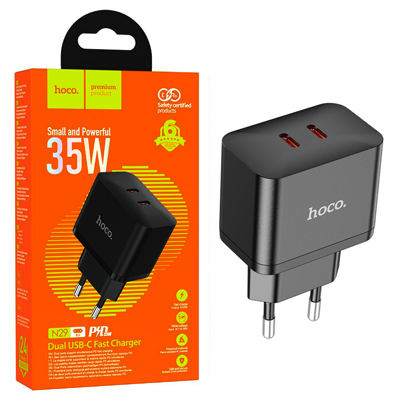 СЗУ блок Hoco N29 Triumph PD35W dual port(2C) charger (Black) (13)