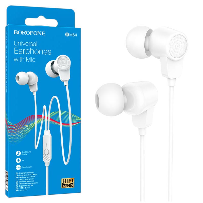 Наушники Borofone BM64 Goalant universal earphones with mic (White) (30)