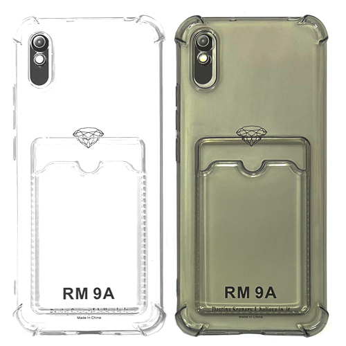 Силиконовый чехол для Xiaomi Redmi 9A прозрачный с визитницей (от 5шт цена 10р)