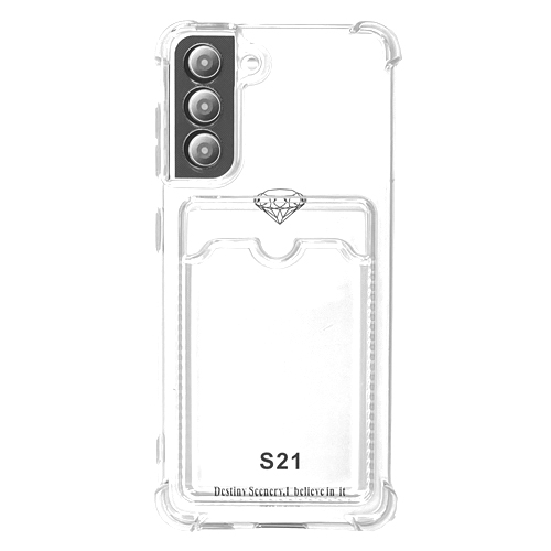Силиконовый чехол для Samsung S21 (S991) прозрачный с визитницей (от 5шт цена 10р)