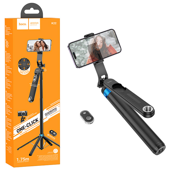 Штатив Hoco K22 Handy aluminum alloy anti-shake live broadcast holder (Black)