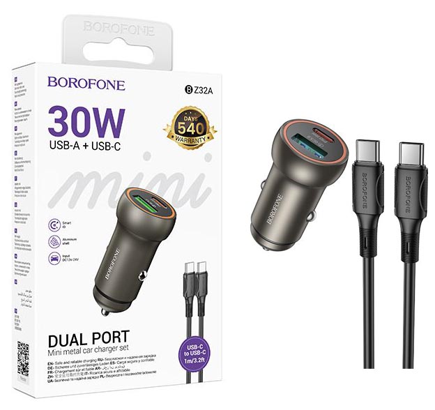 АЗУ Borofone BZ32A (Type-C to Type-C) Fresh PD30W+QC3.0 (Gold) (42)