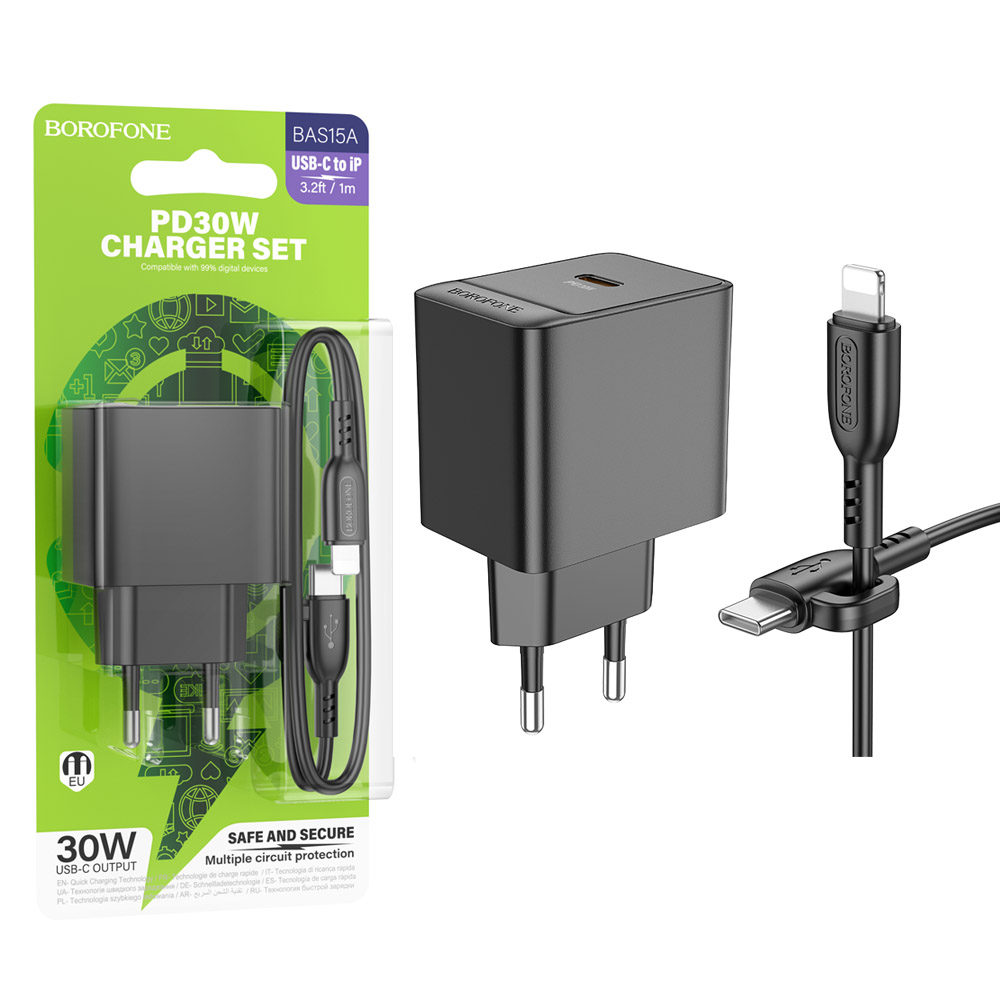 СЗУ Borofone BAS15A (PD Type-C to Lightning) Erudite PD30W single port (Black) (48)