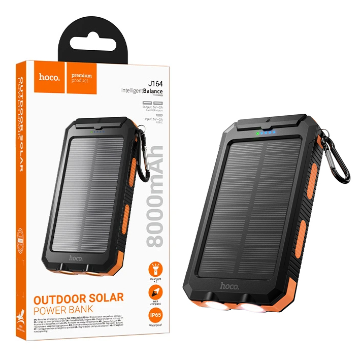 Аккумулятор (АКБ) Power Bank Hoco J164 (8000 mAh) Platinum solar dual lighting (Black)
