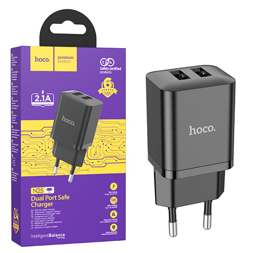 СЗУ блок Hoco N25 Maker dual port charger (Black) (13)