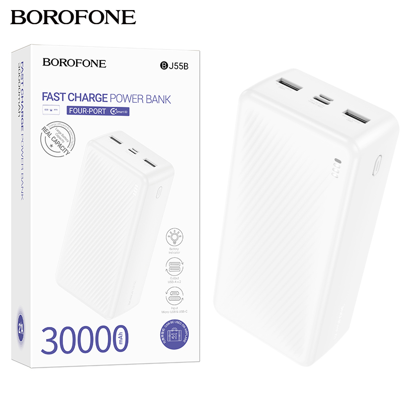 Аккумулятор (АКБ) Power Bank Borofone BJ55B (30000 mAh) Graceful (White) (24)