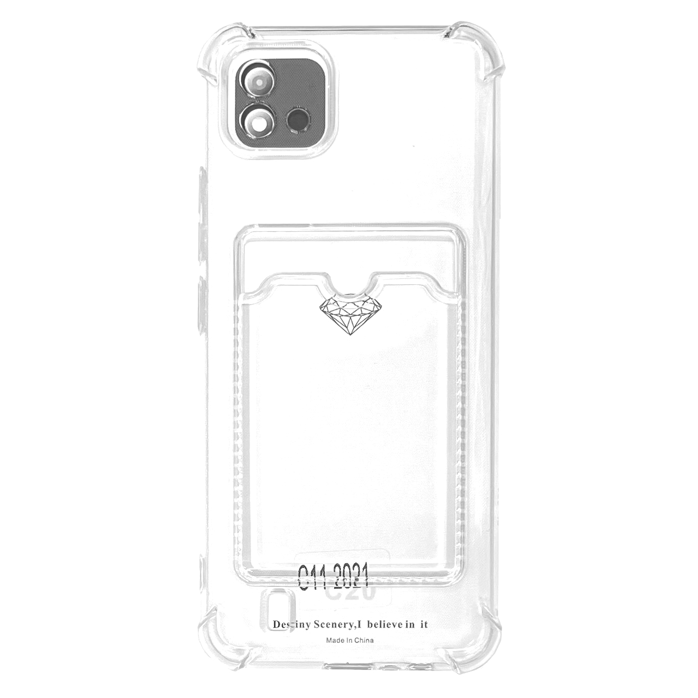 Силиконовый чехол для Realme C21 прозрачный с визитницей (от 5шт цена 10р)