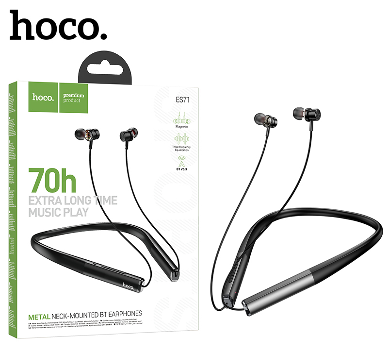 Наушники Hoco ES71 Platinum neck-mounted BT headset (Obsidian Black)