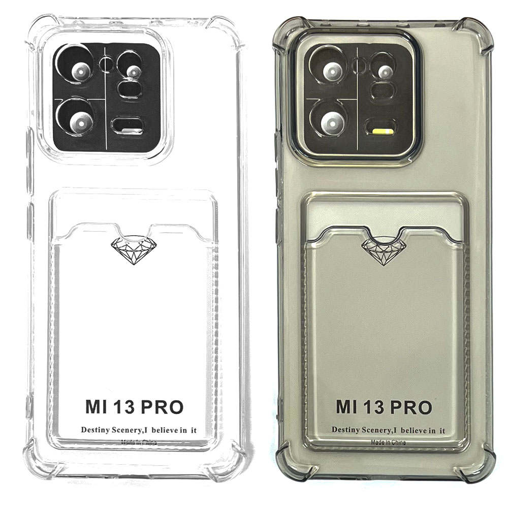 Силиконовый чехол для Xiaomi Mi 13 Pro прозрачный с визитницей (от 5шт цена 10р)