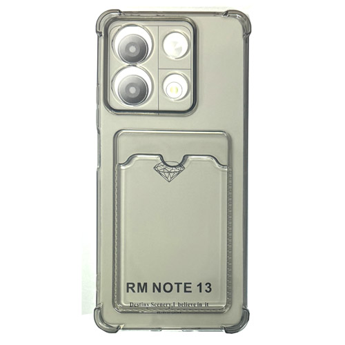 Силиконовый чехол для Xiaomi Redmi Note 13 прозрачный с визитницей (от 5шт цена 10р)