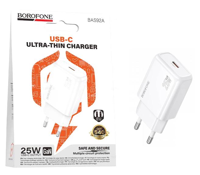 СЗУ блок Borofone BAS92A Cloud single port PD25W charger (White) (20)