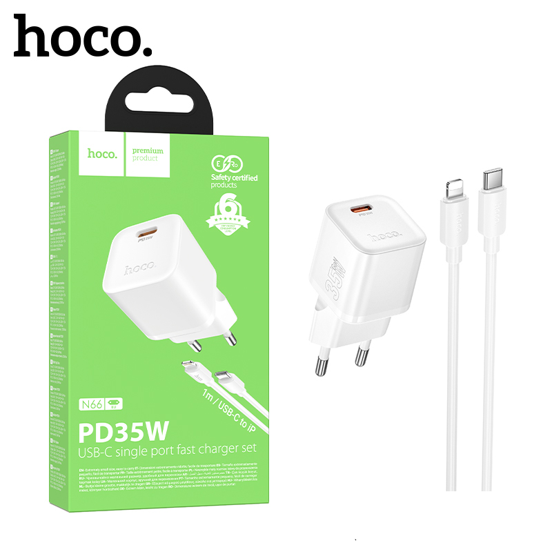 СЗУ Hoco N66 (PD Type-C to Lightning)  Ingenious single port PD35W (White) (13)