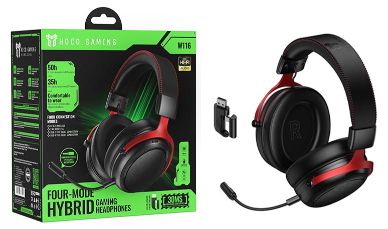 Наушники Hoco W116 Shadow 4-mode gaming headphones (Black) (20)
