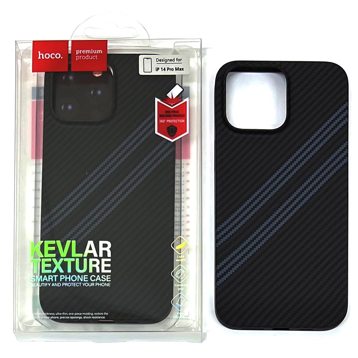 Задняя накладка для iPhone 14 Pro MAX Hoco Kevlar (Black Blue)