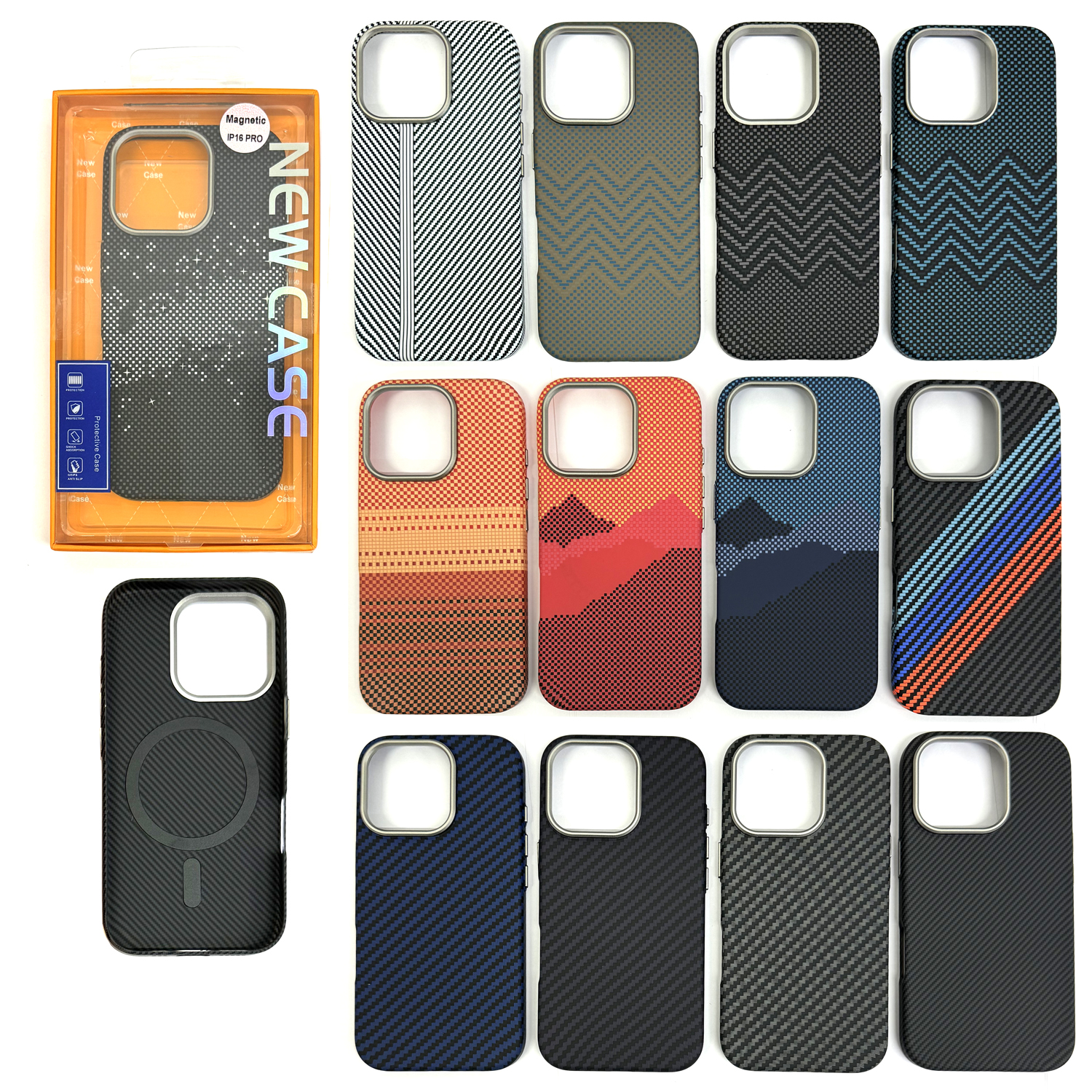 Задняя накладка для iPhone 16 Pro Magnetic карбон в ассортименте
