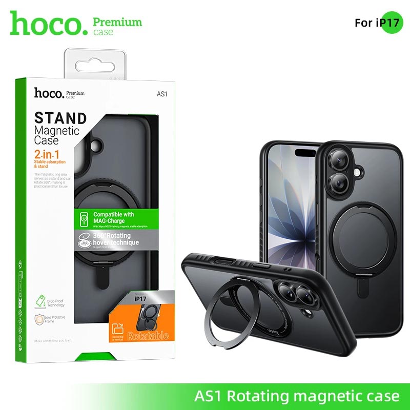 Задняя накладка для iPhone 17 Hoco AS01 Rotating magnetic case (Black)