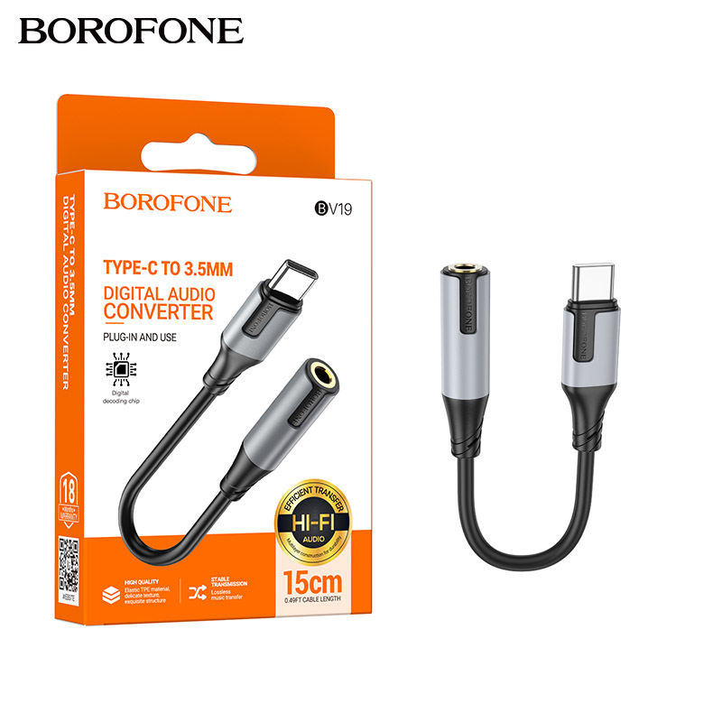 Переходник для наушников Borofone BV19 (Type-C на 3.5) Digital audio converter (Black) (69)