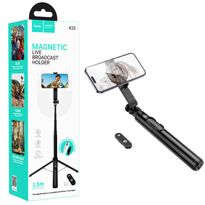 Штатив Hoco K25 Sherkhan magnetic aluminum alloy live broadcast holder (Black)