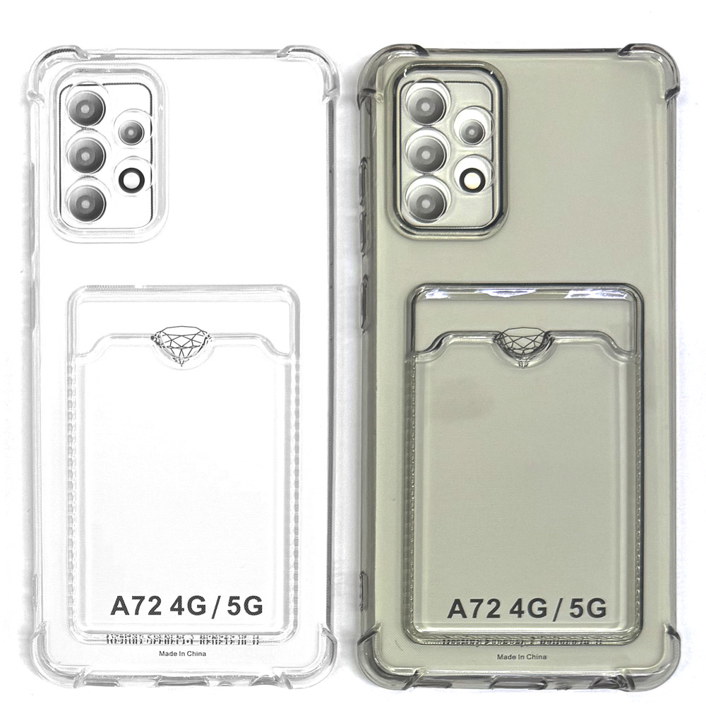 Силиконовый чехол для Samsung A72 (A725 2021) прозрачный с визитницей (от 5шт цена 10р)