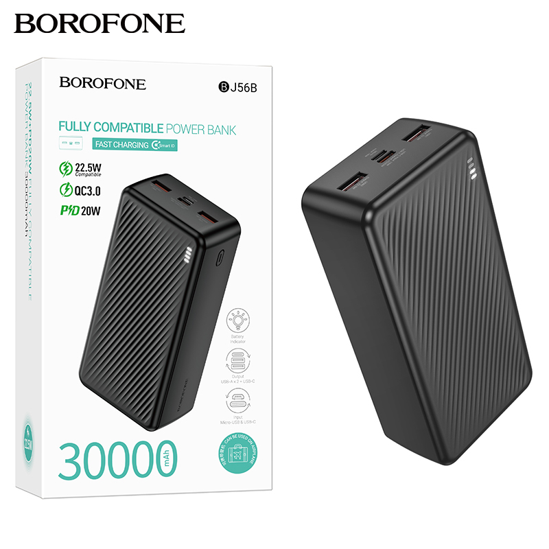 Аккумулятор (АКБ) Power Bank Borofone BJ56B (30000mAh) Graceful 22.5W+PD20W (Black) (24)