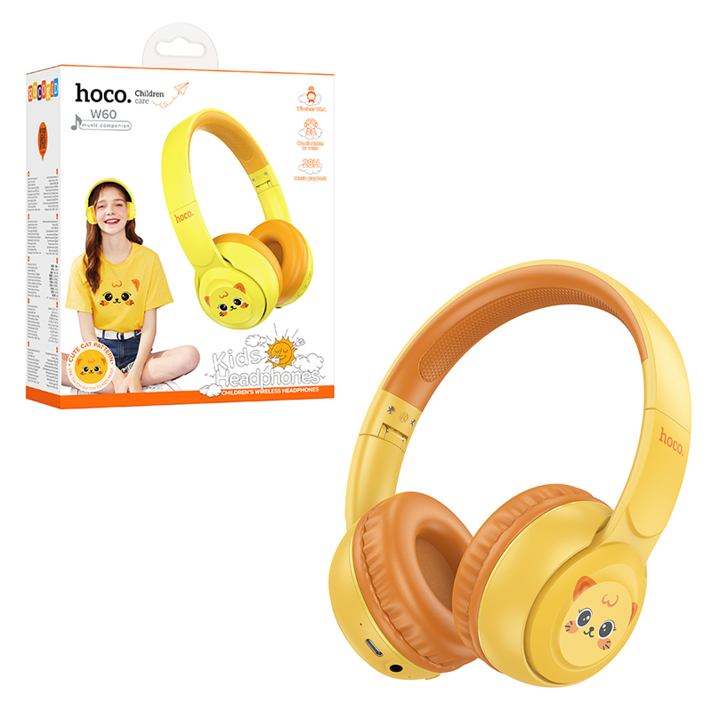 Наушники Hoco W60 Rhyme BT headphones for children (Sun Yellow) (30)